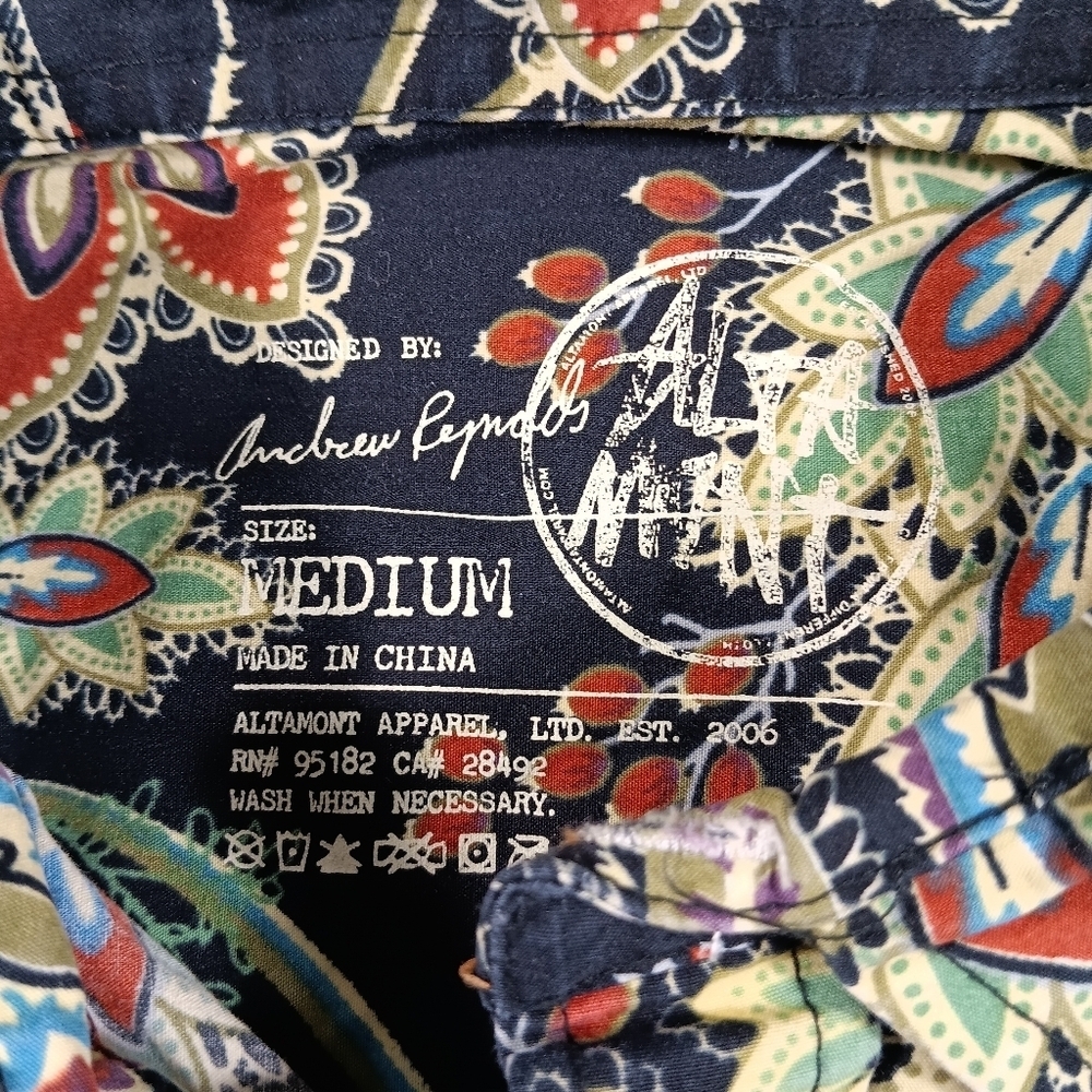 Altamont Shirt Mens Medium Black Andrew Reynolds Floral Paisley Skateboard - Picture 2 of 10